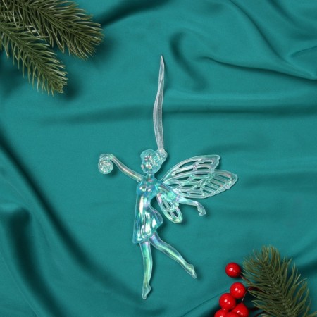 Christmas tree decoration "Fairy with a ball" 12x11.5 cm, blue overflow