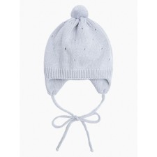 A cap on ties with a pompom Children's Amarobaby Pure Love Cutie, with a lining, size 42-44 cm, color gray color