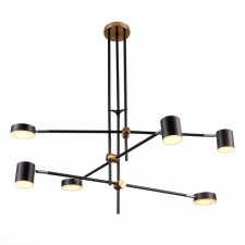 Ceiling lamp ST LUCE. SL1604.432.06. Rodrigo. 6x5 W, LED, 3000K, 3744 LM, 108x108x83 cm, black color, brass