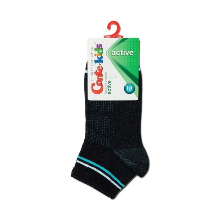 Noski short children's CONTE KIDS Active, size 16, black color, turquoise-3
