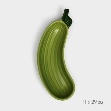 Ceramic "zucchini" plate, deep, green, 29 cm, 1 variety, Iran-1