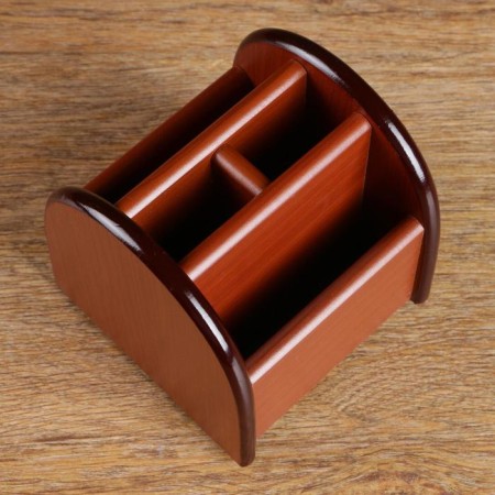 Organizer 4 sections, on a rotating stand, under the beech, 12x12x12 cm-1