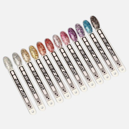Nail varnish gel, Glitter Flash, 3 phase, 8ml, LED/UV, transparent/pink (07)-7