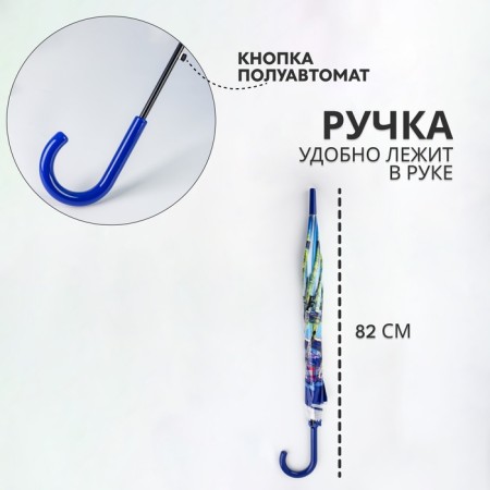 Umbrella - semi -automatic cane "Paris", 8 spokes, r = 41 cm, MIX drawing-1