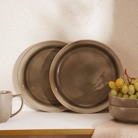 A set of porcelain plates SL Home "Molveno", D = 21.4 cm, brown color-2