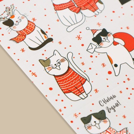 Paper stickers "cats", 11 x 15.5 cm, new year-2