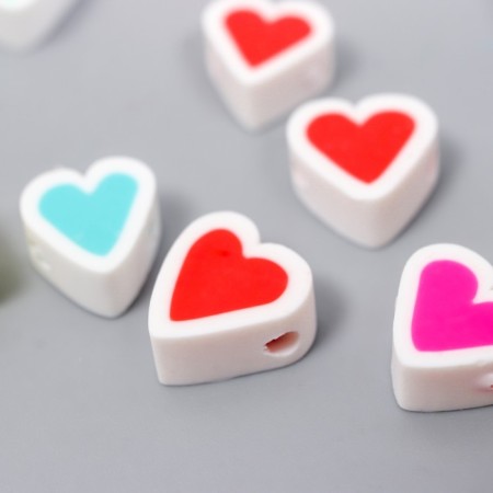 Beads for PVC creativity "Hearts with a contour" Color set 20 pcs 1x1x1 cm-1