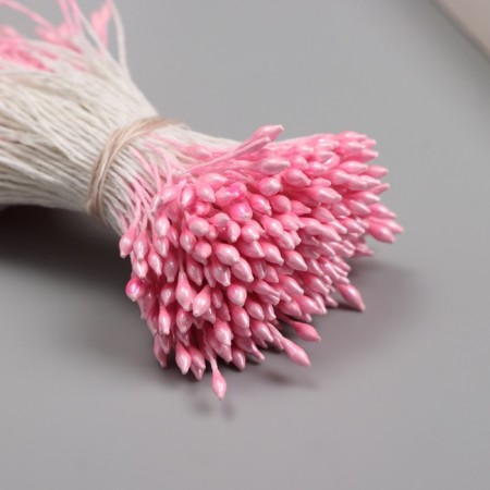 Stamens for artificial flowers gloss "risinki" pink set 360 pcs length 6 cm-2