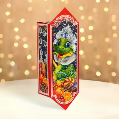 New Year. Gift box New Year's candy Malaya "Touch" 20 x 10 x 6 cm.