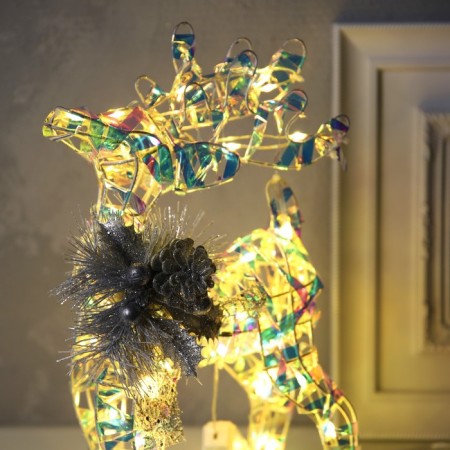 LED figure "Deer", 21 × 32 × 14 cm, textiles, metal, 220 V, glow warm white-2