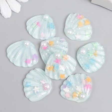 Decor for creativity Plastic "Shell with stars" Blue 2.9x2.5 cm-2