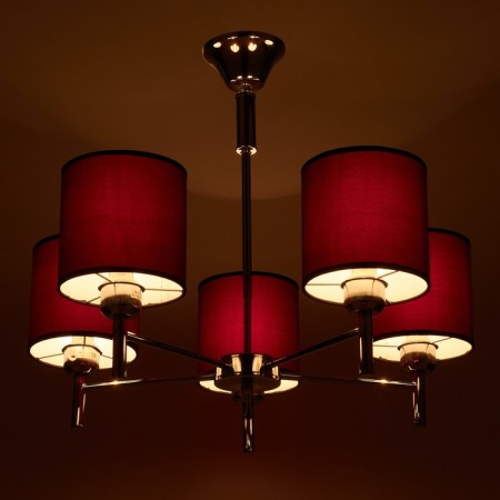 Economic chandelier 38014/5 5x60W E14 LED Chrome/purple 61x61 cm-2