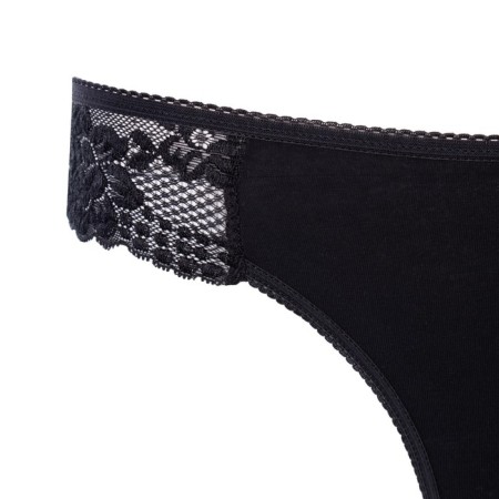 Panties female thongs, black color (nero), size 44 (s)-8