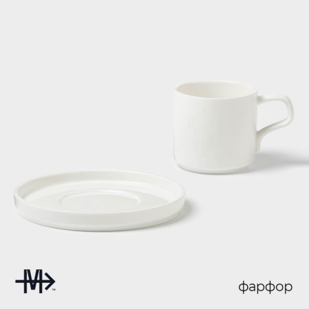 Tea couple Magistro Modern, 220 ml, 15 × 15 × 8 cm, porcelain, white-1