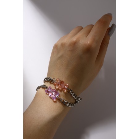 Bracelets "Demetrons" on a magnet, marmalade bears, purple-pink color in silver-7