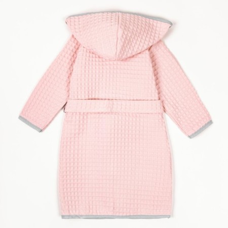 Халат детский с капюшоном Amarobaby Waffle, рост 122-128 см, цвет розовый-12