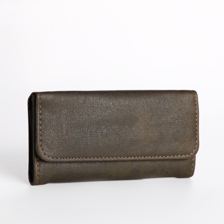 Women's wallet on the button, brown color