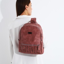 Women's backpack made of artificial leather with lightning, 1 pocket, pink color