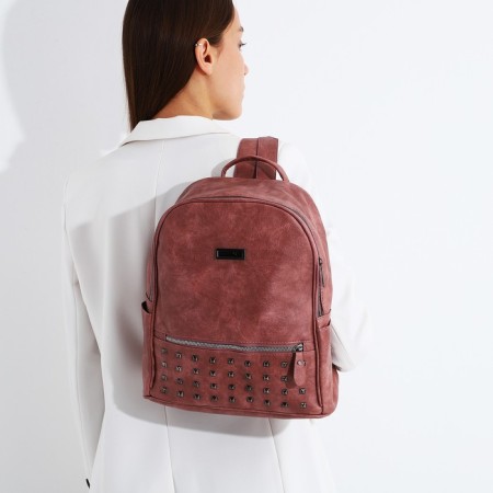 Women's backpack made of artificial leather with lightning, 1 pocket, pink color