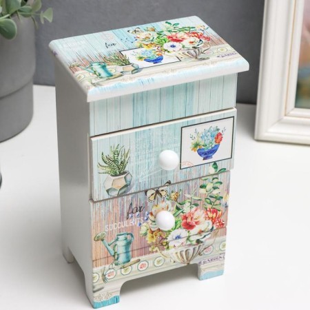 Casket Wood 3 boxes "Bouquet in the antique vase" 18.5x11.7x7.5 cm