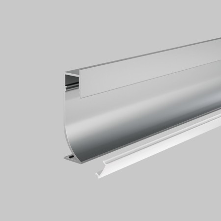 Aluminum profile plinth with backlight LED Strip Alm-5314-S-2M, 200x5.3x1.38 cm, silver color-2