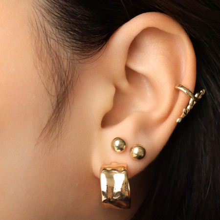 Set of earrings and cafs 4 pcs “Tenderness” composition, color gold-5