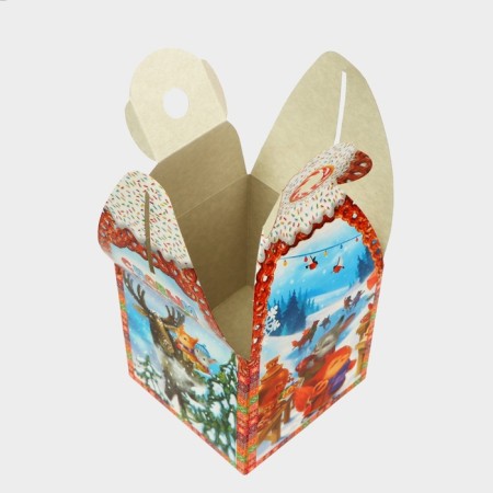 New Year. Gift box New Year's cube "New Year traditions" 12 x 12 x 17 cm.-3