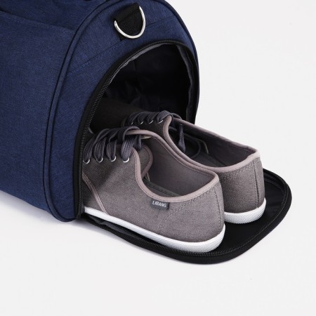Sports bag with zipper, shoes, long belt, blue color-2