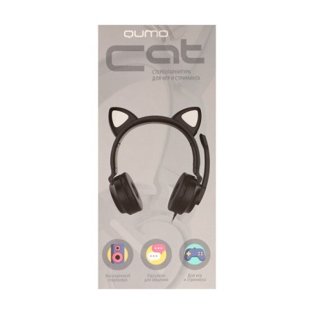Headphones Quumo Game Cat Black, Game, microphone, USB+3.5 mm, 2m, black-12