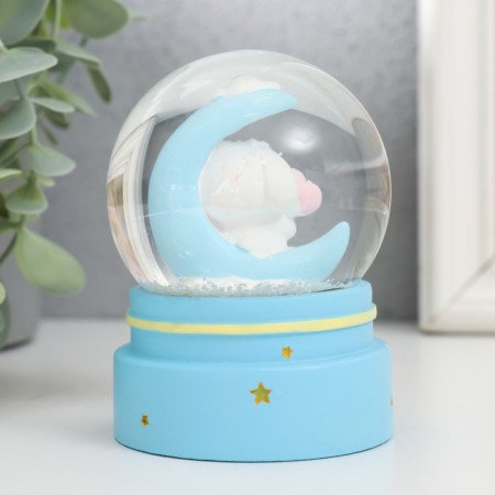 Souvenir Polystone Water Ball Light "Bunny on the crescent" mix 6x6x8.5 cm-5