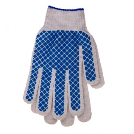 Workers, knitted gloves, with PVC dots, knitting class 10-1