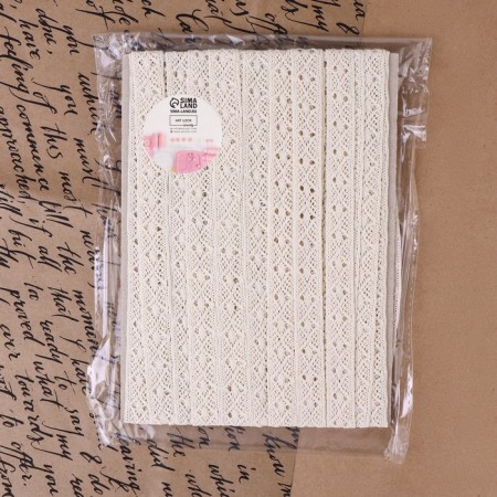 Knitted lace, 15 mm × 10 ± 1 m, beige color-3