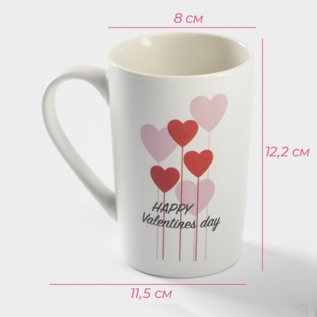 Porcelain share mug "Valentine in love", 380 ml, white color-2