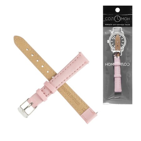 Solomon watch strap, 12 mm, genuine leather, L-18 cm, light pink