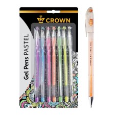 A set of gel pens 0.8 mm, 7 colors, Crown Hi-Jell Pastel, blister