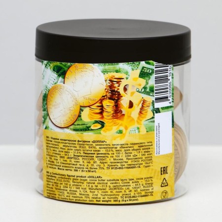 Confectionery "dollar" in a bank, 6 g
