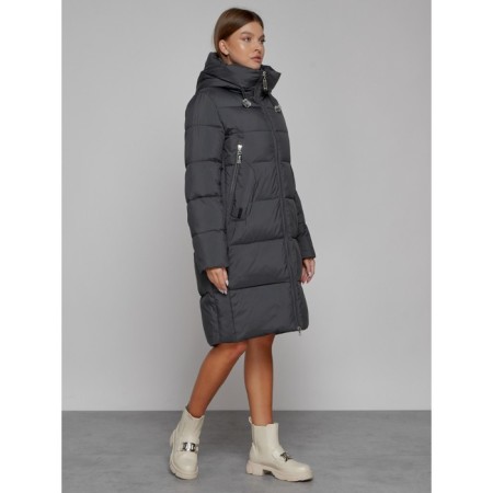 Coat insulated winter female, size 42, dark gray color-2