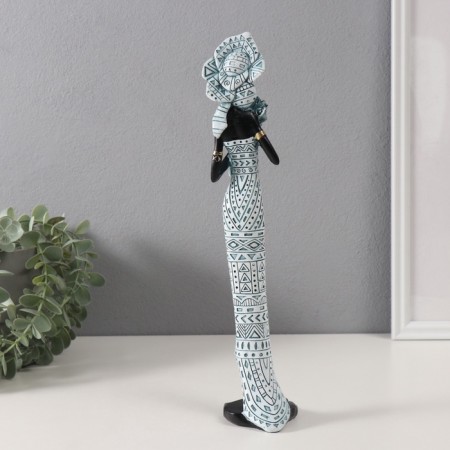 Polystone souvenir "African in gel, with a bouquet" Geometric patterns, blue 7.5x6.5x33.5 cm 103234-2