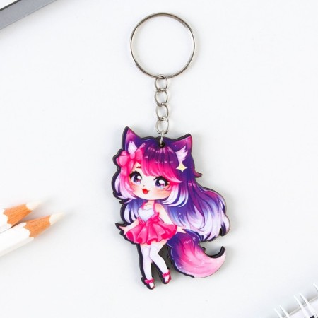 Key keychain wooden anime "with ears"-1