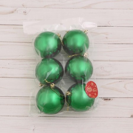Set of balls plastic D-8 cm, 6 pcs "gloss" green-1