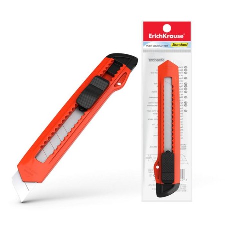 Chancellery Knock 18 mm, Erichkrause Standart, with a Push-Lock blade fixing system and nozzle for the safe separation of the blade segment, myx