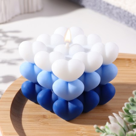 Figure candle "Babble Heart", 6x6 cm, white-blue