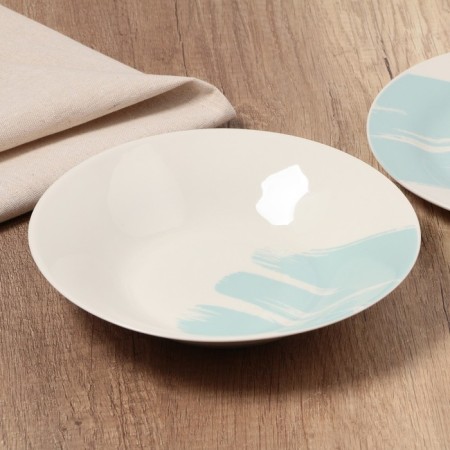 Deep plate ceramic "watercolor", 20.5 cm, 550 ml, white color-1