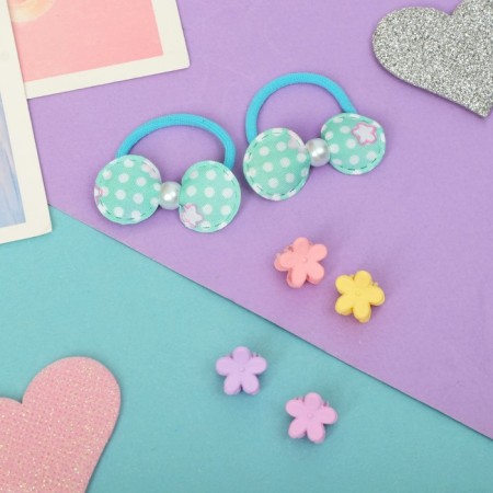 Hair Set "Sonya" (2 elastic bands, 4 crab 1.1 cm) Bow flowers, mix-1