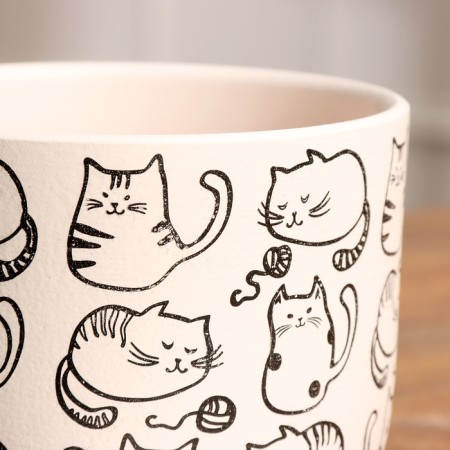 Pot Flower cats White Book №1, 0.8 l, D - 12 cm-2