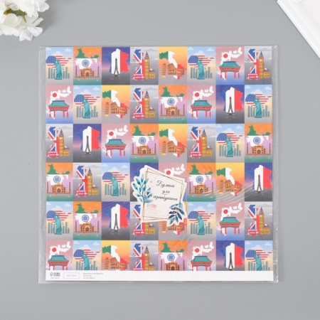 Scrapbooking Paper "Travel" density 180 grams set 5 pcs 30.5x32 cm-4