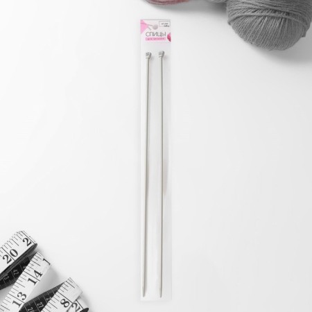 Knitting knitting needles, straight, with Teflon coating, D = 4 mm, 35 cm, 2 pcs-3