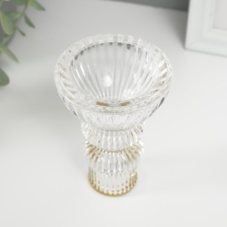 Glass of Glass for 1 candle "Waterfall. Column" with gold d = 2 cm 7x7x10 cm-3