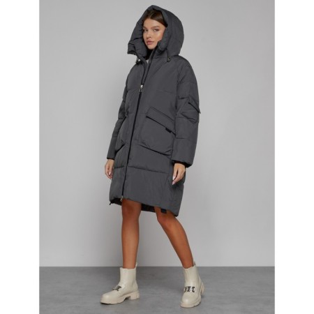 Coat insulated winter female, size 50, dark gray color-5