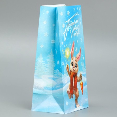 A package without pens “Happy New Year!”, Fox and bunny, 10 x 19.5 x 7 cm, New Year-1
